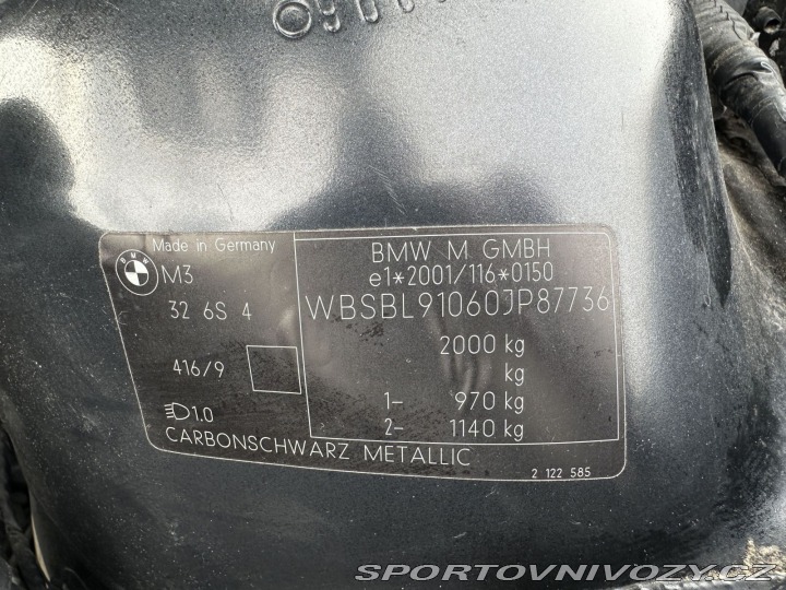 BMW M3 M3 E46 3,2i 252kW ŠÍBR Ha 2003
