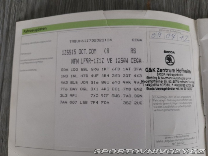 Škoda Octavia RS FACE 2,0TDI TURBO ROZVODY 2012