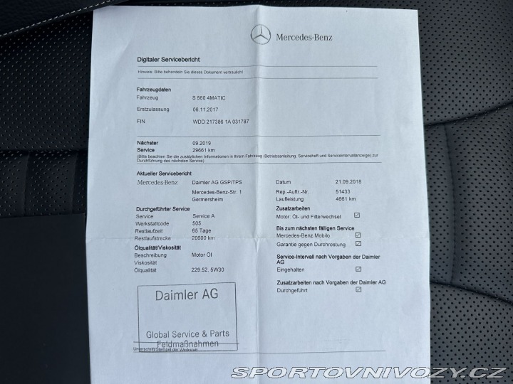 Mercedes-Benz S REZERVOVÁNO, S560 4Matic 2017