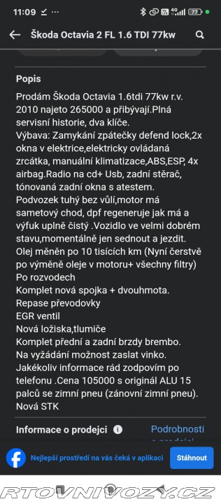 Škoda Ostatní modely Octavia 1.6tdi 2010