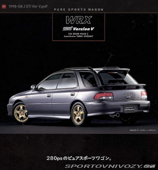 Subaru Impreza STi Wagon JDM 1999 ČR SPZ 1999