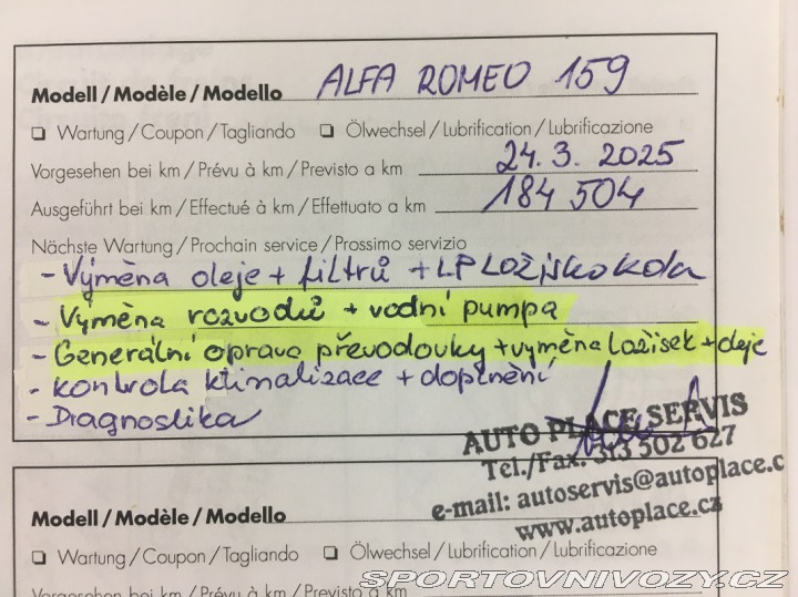 Alfa Romeo 159 1.8TBi - REZERVACE 2010
