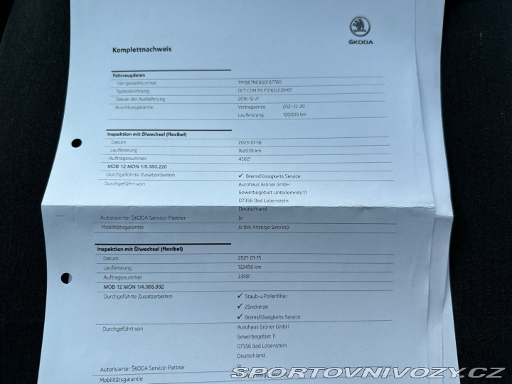 Škoda Octavia RS RS 2.0Tsi 162kw 2016