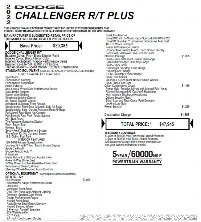 Dodge Challenger R/T PLUS 5.7 V8 HEMI MAN 2022