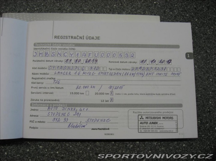 Mitsubishi Ostatní modely Lancer 1,6 117PS Invite Sport M 2014