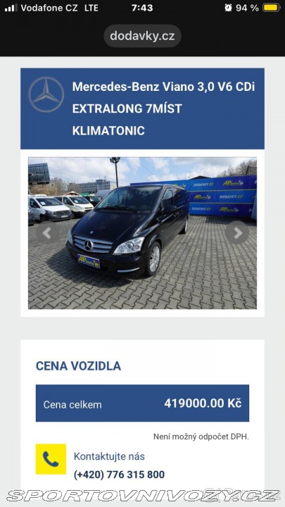 Mercedes-Benz Ostatní modely Viano 3,0 165 kW LONG 1800