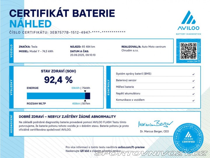 Tesla Model Y Long Range DPH SOH 92,4PR 2021