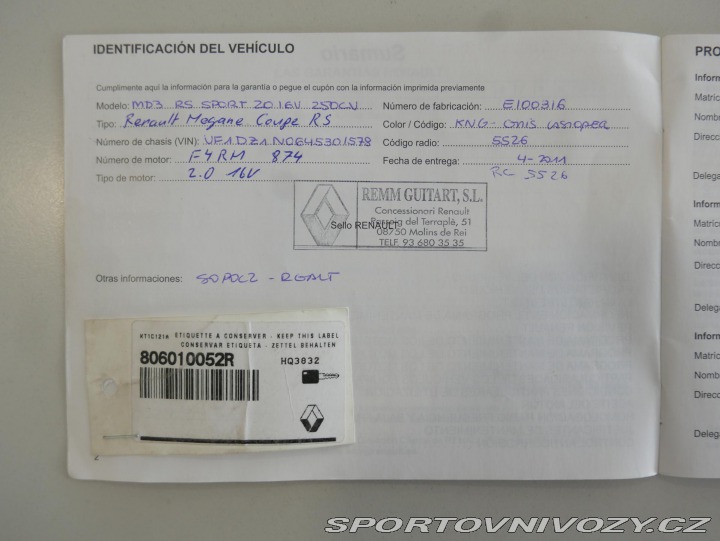 Renault Mégane RS Coupe 2,0i Turbo 184kW 2011