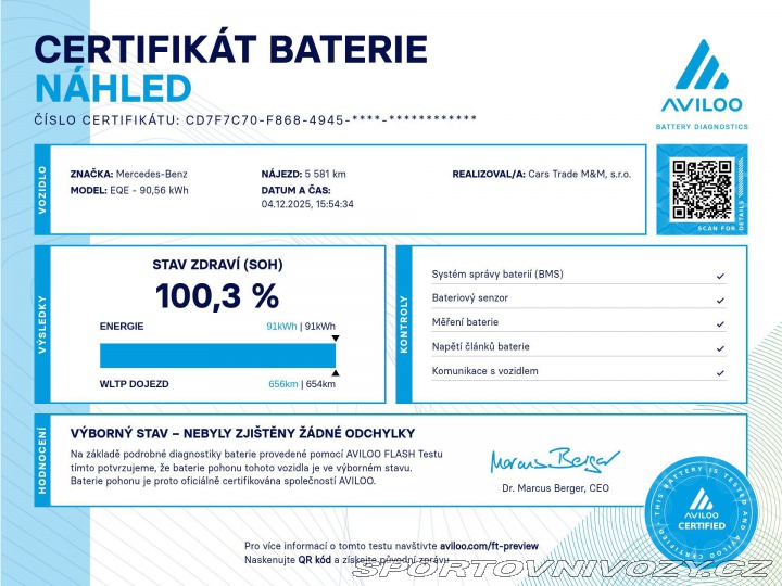 Mercedes-Benz Ostatní modely EQE 350+ AMG 100%SoH REZERVAC 2023