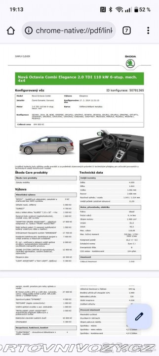 Škoda Ostatní modely Octavia 2,0 TDI 4x4 combi elega 2014