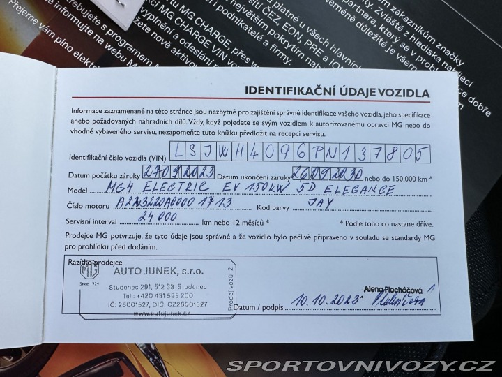 MG Ostatní modely MG4 REZERVOVÁNO, 64kWh 150kW 2023