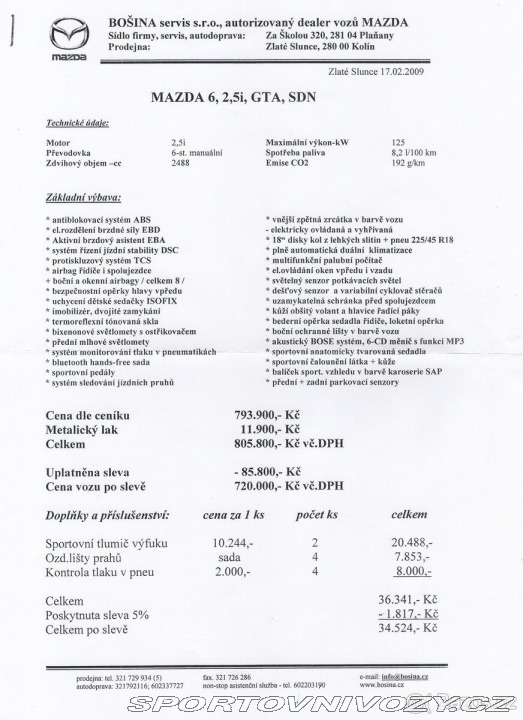 Mazda Ostatní modely 6 2,5 i GH SDN GAA9EB2 12 2008