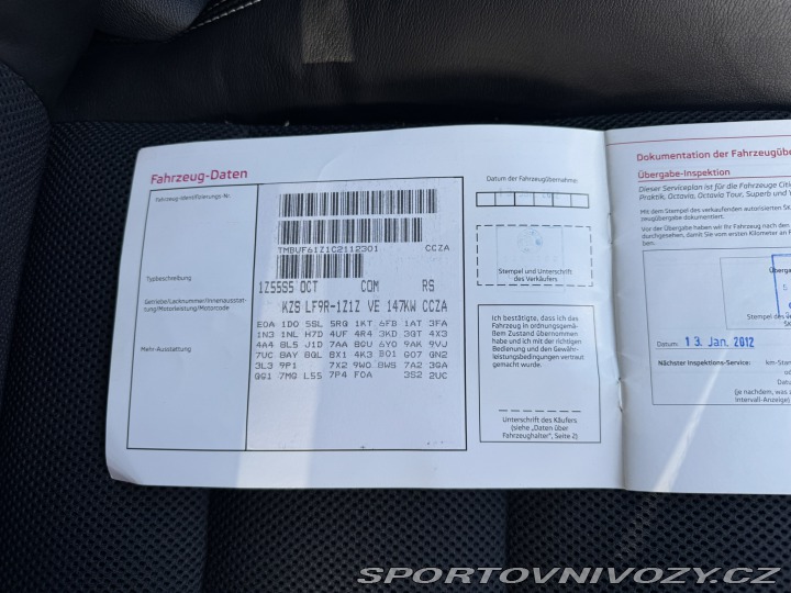 Škoda Octavia RS 2,0 TSI 147 KW 1. MAJ. SK 2012