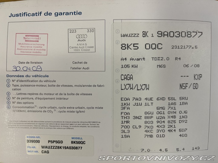Audi A4 B8 2.0TDi 105kW - DPH 2008