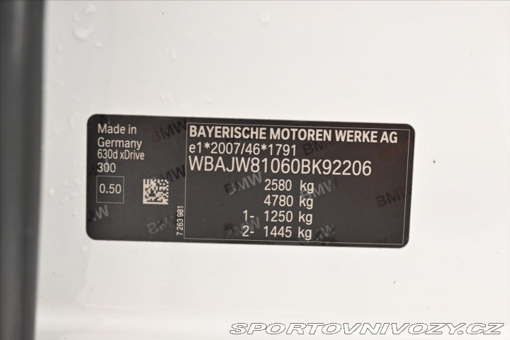BMW 6 3,0 630d 195kW AT/8 XDRIV 2018