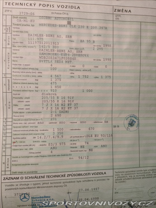 Mercedes-Benz CLK 2,3 230 KOMPRESSOR 1998