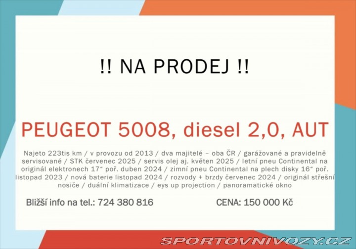 Peugeot Ostatní modely 5008 2,0 HDi Automat 1800