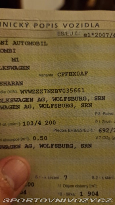 Volkswagen Ostatní modely Sharan 2,0 2011