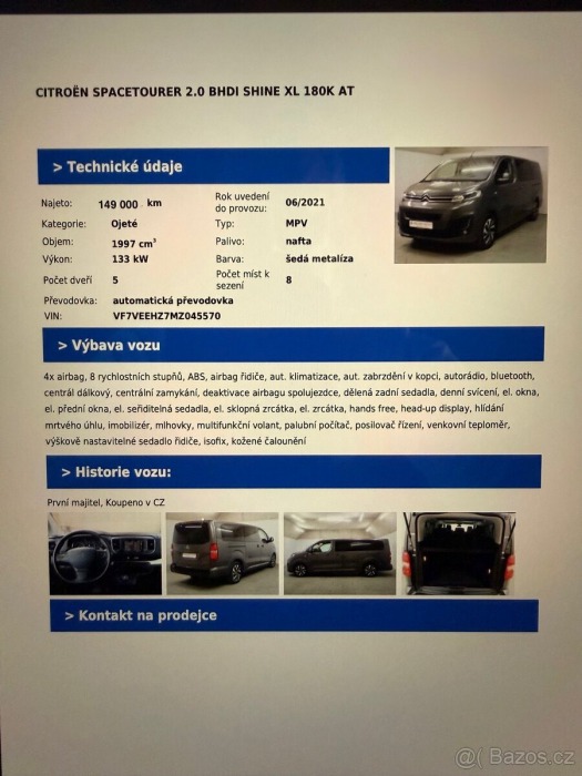 Citroën Ostatní modely SpaceTourer 2,0   BHDI XL 180k AT ( D