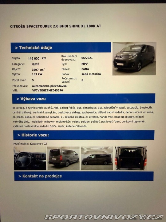 Citroën Ostatní modely SpaceTourer 2,0   BHDI XL 180k AT ( D 2021