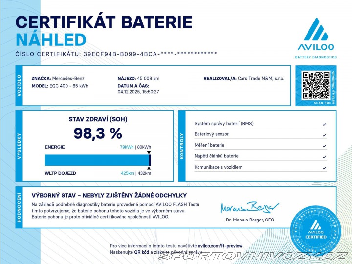 Mercedes-Benz Ostatní modely EQC 400 4MATIC AMG 98%SoH 2021