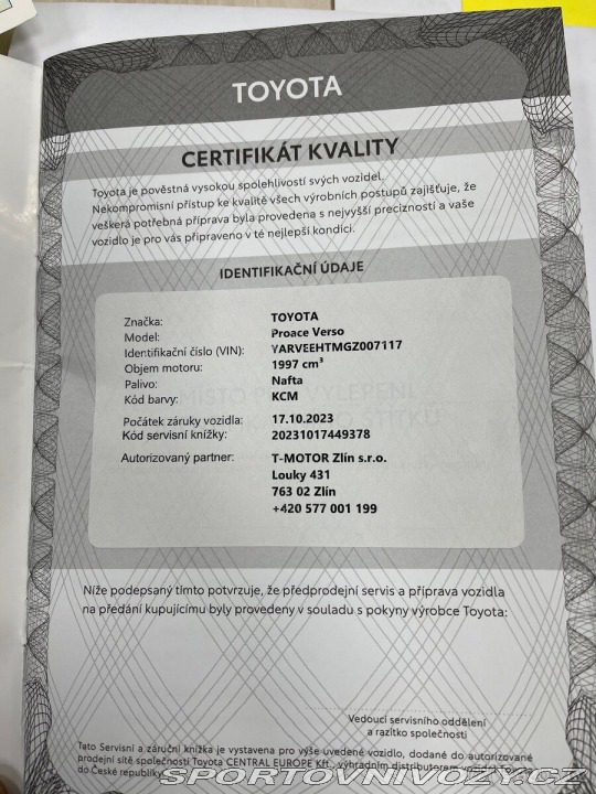 Toyota Ostatní modely ProAce 2,0   Diesel, 106kw M1 - 2021