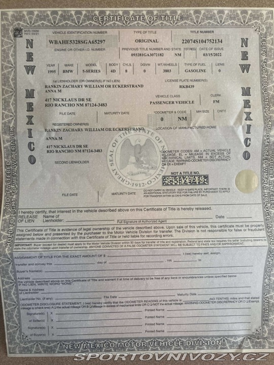 BMW 5 540i e34 MANUAL ORIG LAK 1995