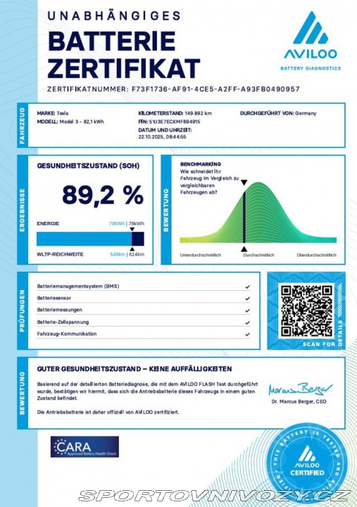 Tesla Model 3 Performance 377kW REZERVA 2021