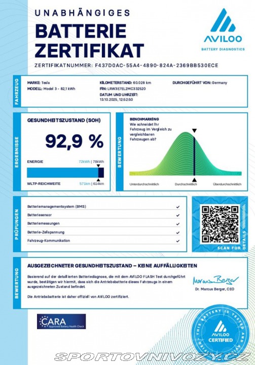 Tesla Model 3 Performance 377 kW REZERV 2021