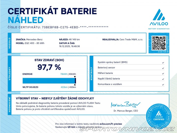 Mercedes-Benz Ostatní modely EQC 400 4MATIC AMG ACC REZERV 2021