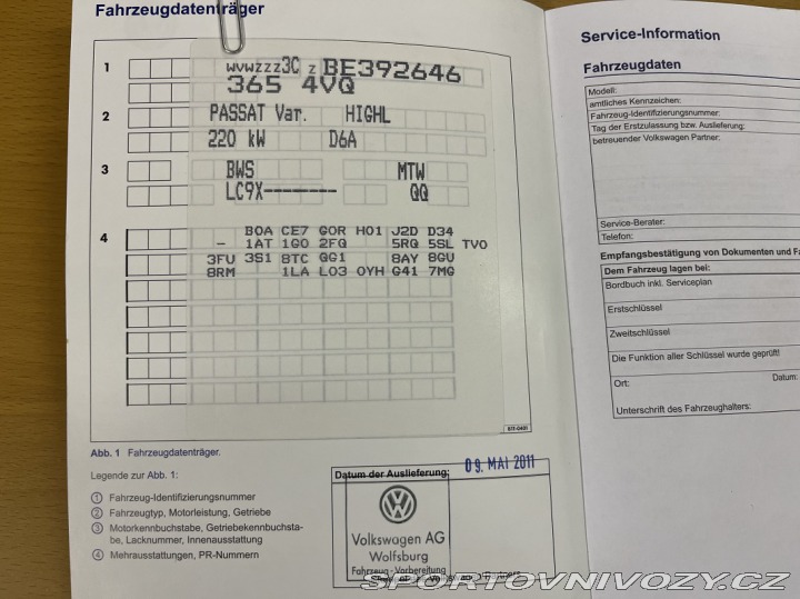 Volkswagen Ostatní modely PASSAT B7 3.6FSI 4x4 AUT 2011