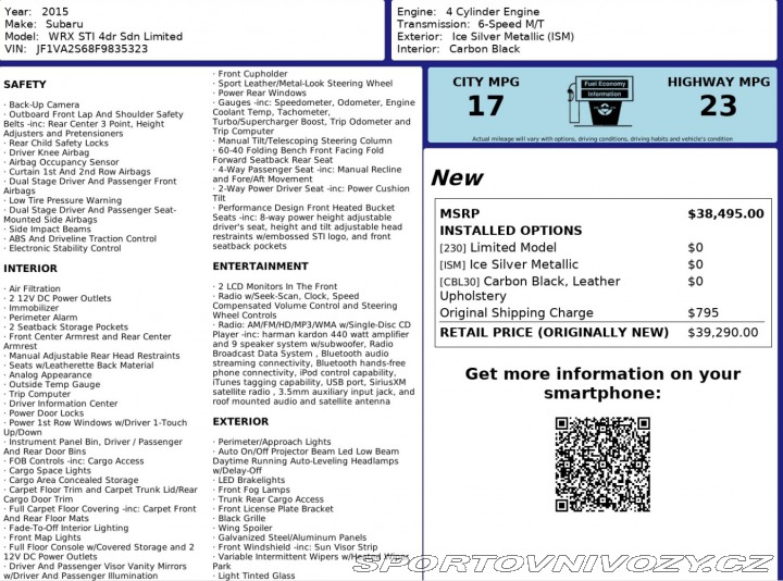 Subaru WRX STI DCCD Ohlins 370k short 6q 2015