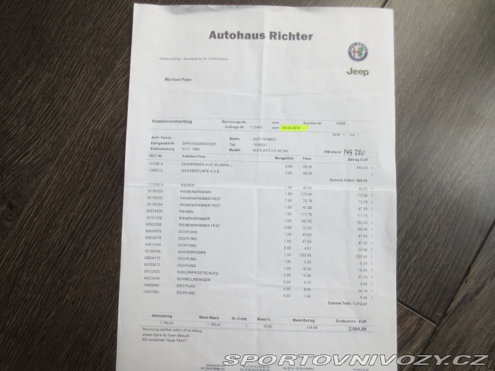 Alfa Romeo GTV 3,0 V6 24V Busso 162kW 1998