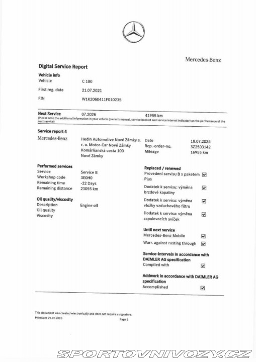 Mercedes-Benz C C180 AMG Line 1.majiteľ 2021