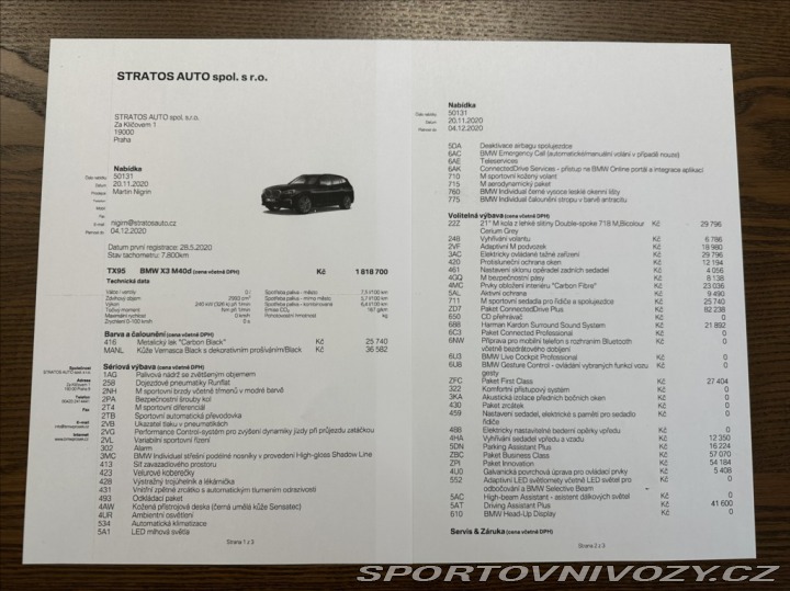 BMW X3 3,0 M40d 326PS  xDrive A/ 2020