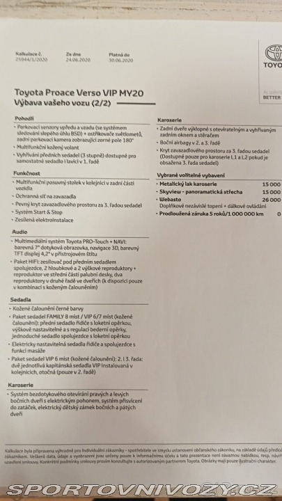 Toyota Ostatní modely ProAce 2,0   L1, VIP, plná výbav 2020