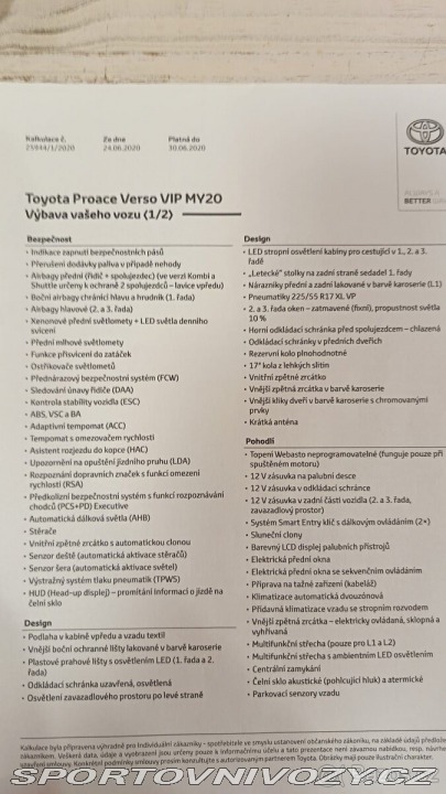 Toyota Ostatní modely ProAce 2,0   L1, VIP, plná výbav 2020