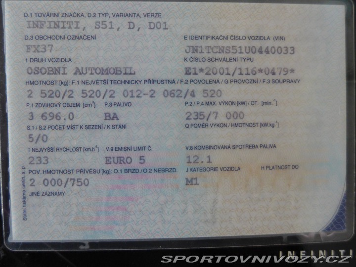 Infiniti Ostatní modely FX 37 2012