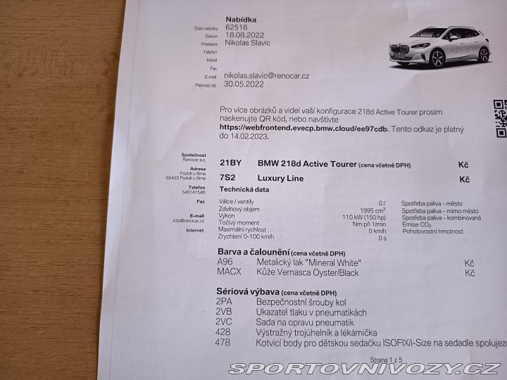 BMW 2 218d Tourer Luxury Sport 2022