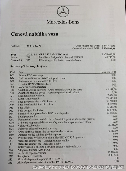Mercedes-Benz Ostatní modely GLE d Coupé AMG, TOP VÝBAVA 2016