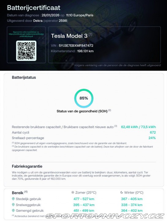 Tesla Model 3 Long Range Dual Motor SOH 2020