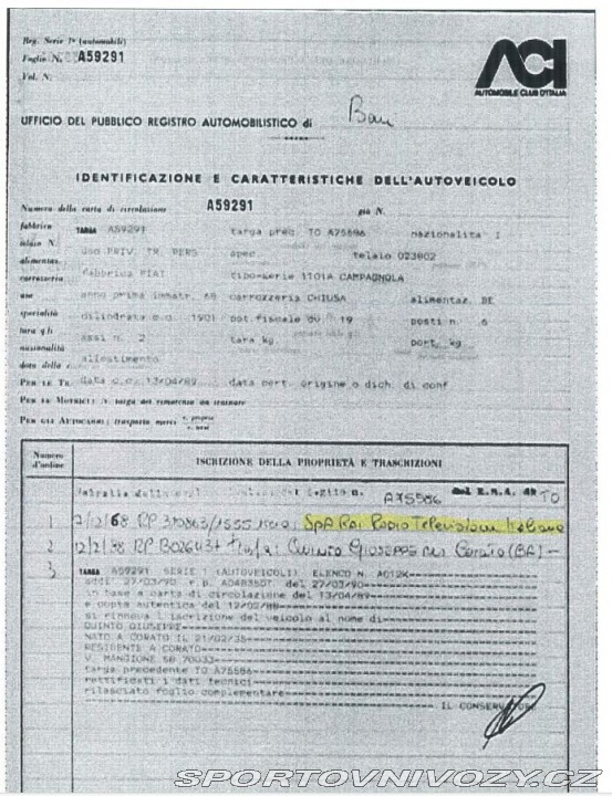 Fiat Ostatní modely CAMPAGNOLA 1101 A 1968