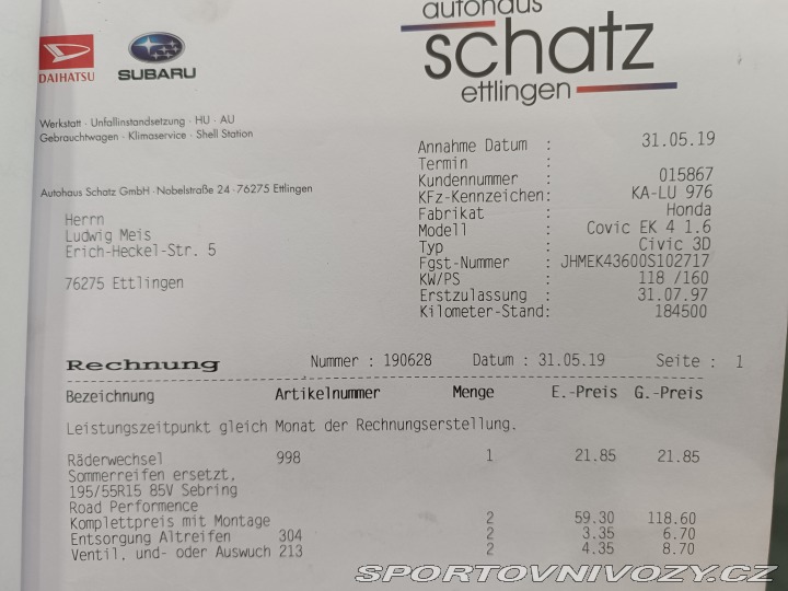 Honda Civic EK4 1,6 VTI 1997