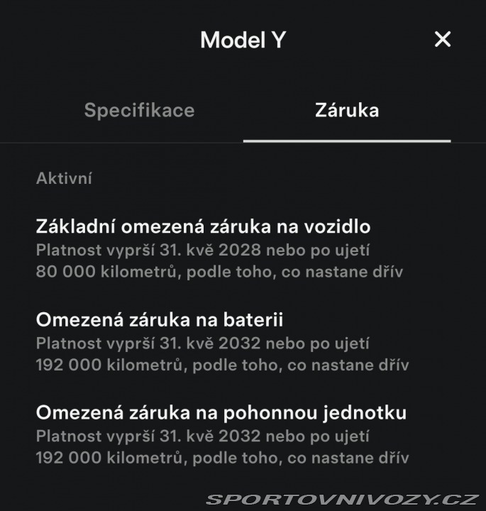 Tesla Model Y Performance, původ ČR 2024