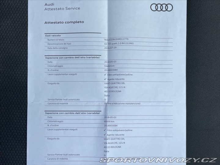 Audi Ostatní modely Q3 2,0 TDi 110kW 6q*Quattro* 2016