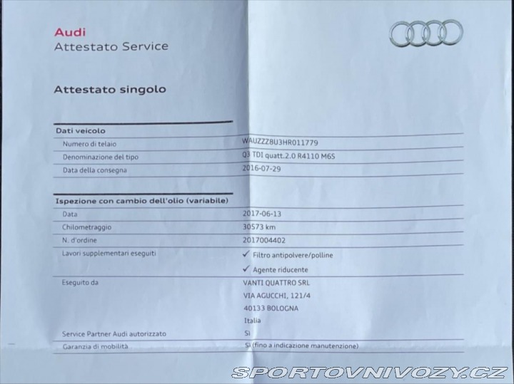 Audi Ostatní modely Q3 2,0 TDi 110kW 6q*Quattro* 2016